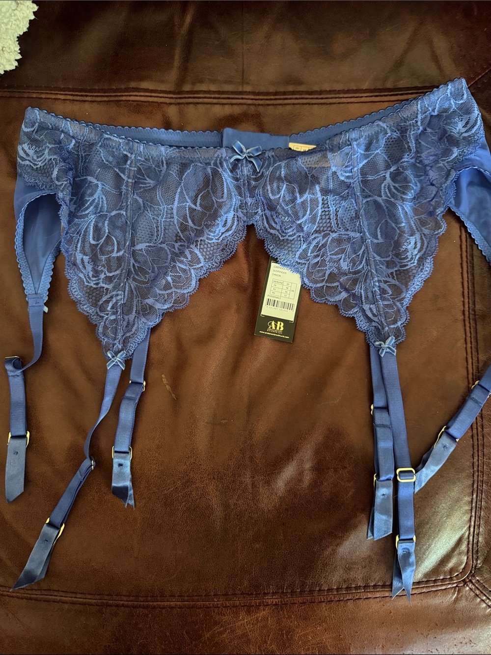 Dita Von Teese Blue Lace Garter Belt with Adjustable Straps